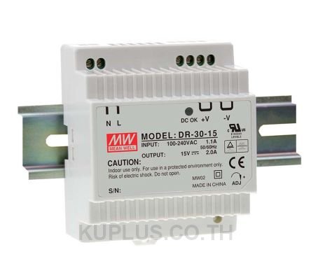 Mean Well, DR DIN Rail Panel Mount Power Supply, 15V dc Output Voltage, 2A Output Current