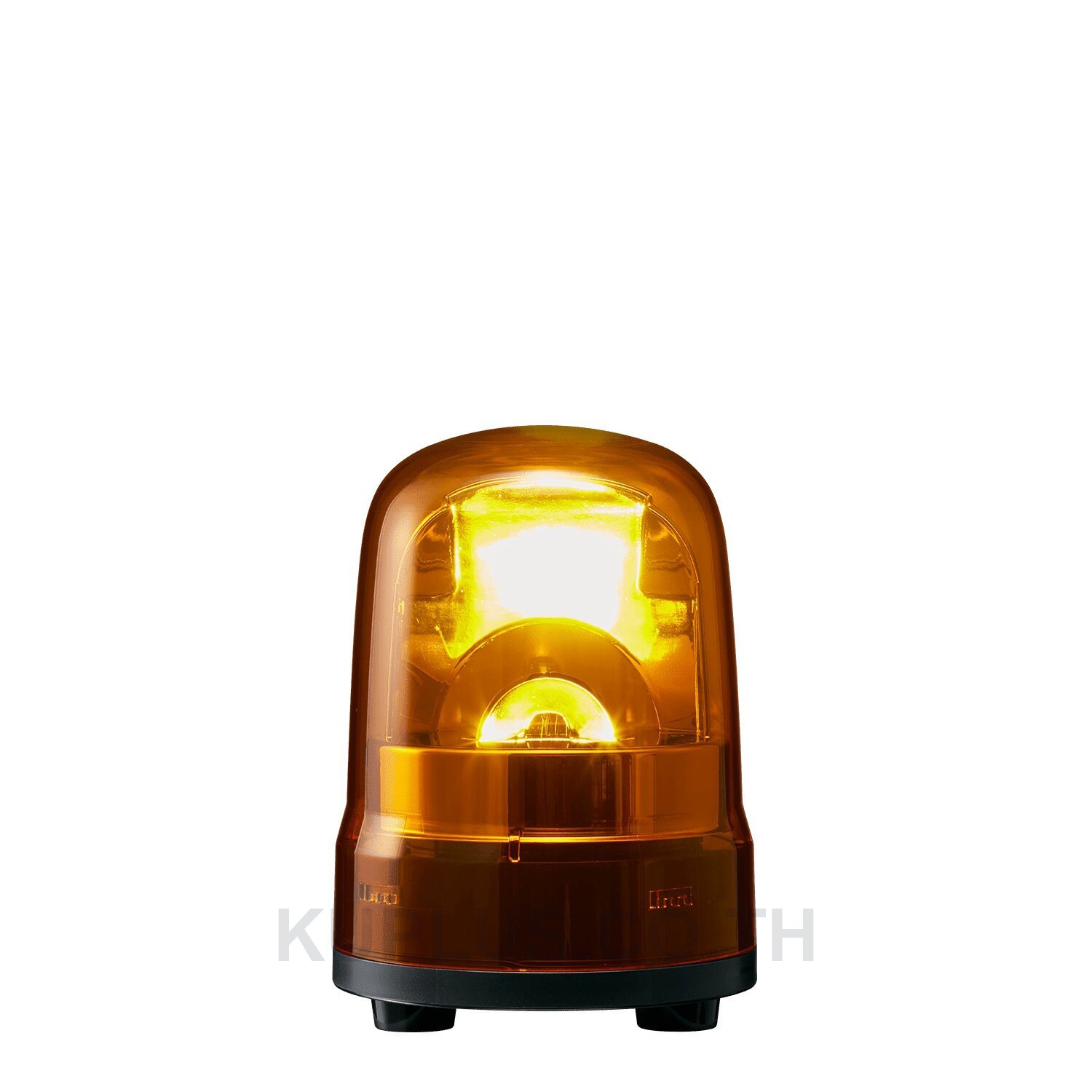 ไฟสัญญาณเตือนแบบหมุน ขนาด 100 mm สีเหลือง ชนิดไม่มีเสียง กำลังไฟ 12-24VDC