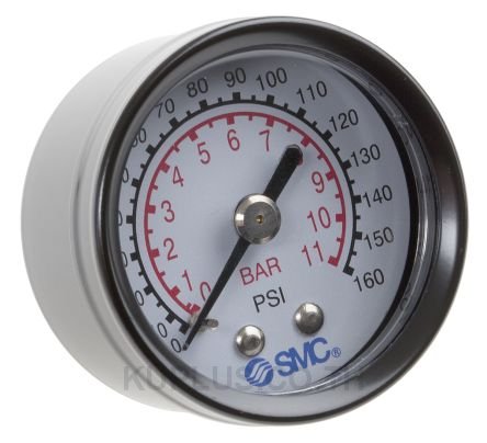 SMC 4K8-10 Analogue Positive Pressure Gauge Back Entry 10bar, Connection Size R 1/8