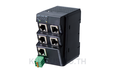 W4S1 Series Unmanaged Ethernet Switch, with five RJ45 ports, 24VDC, 70 mA, DIN rail mount.