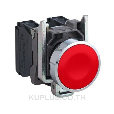 Push-Button, Complete Momentary Function 1NC Flush Mount Metallic / Red