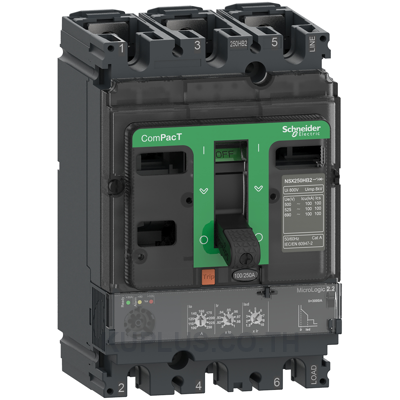 Circuit breaker, ComPacT NSX250H, 70kA/415VAC, 3 poles, MicroLogic 2.2 trip unit 250A