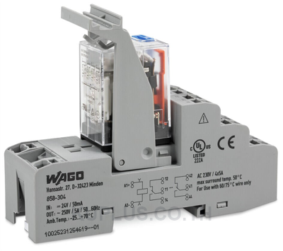 Relay module; Nominal input voltage: 24 VDC; 4 changeover contacts; Limiting continuous current: 5 A; with manual operation; Red status indicator; Module width: 31 mm; 1,50 mm²