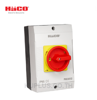 HACO สวิตช์ควบคุม เปิด-ปิด หมุนด้วยมือ On-Off Selector Switch IP65 3P รุ่น RS3032