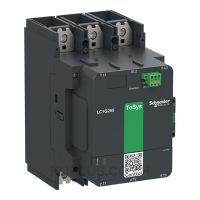 LC1G500KUEN High power contactor, TeSys Giga, 3 pole (3NO), AC-3 <=440V 500A, standard version, 100…250V wide band AC/DC coil